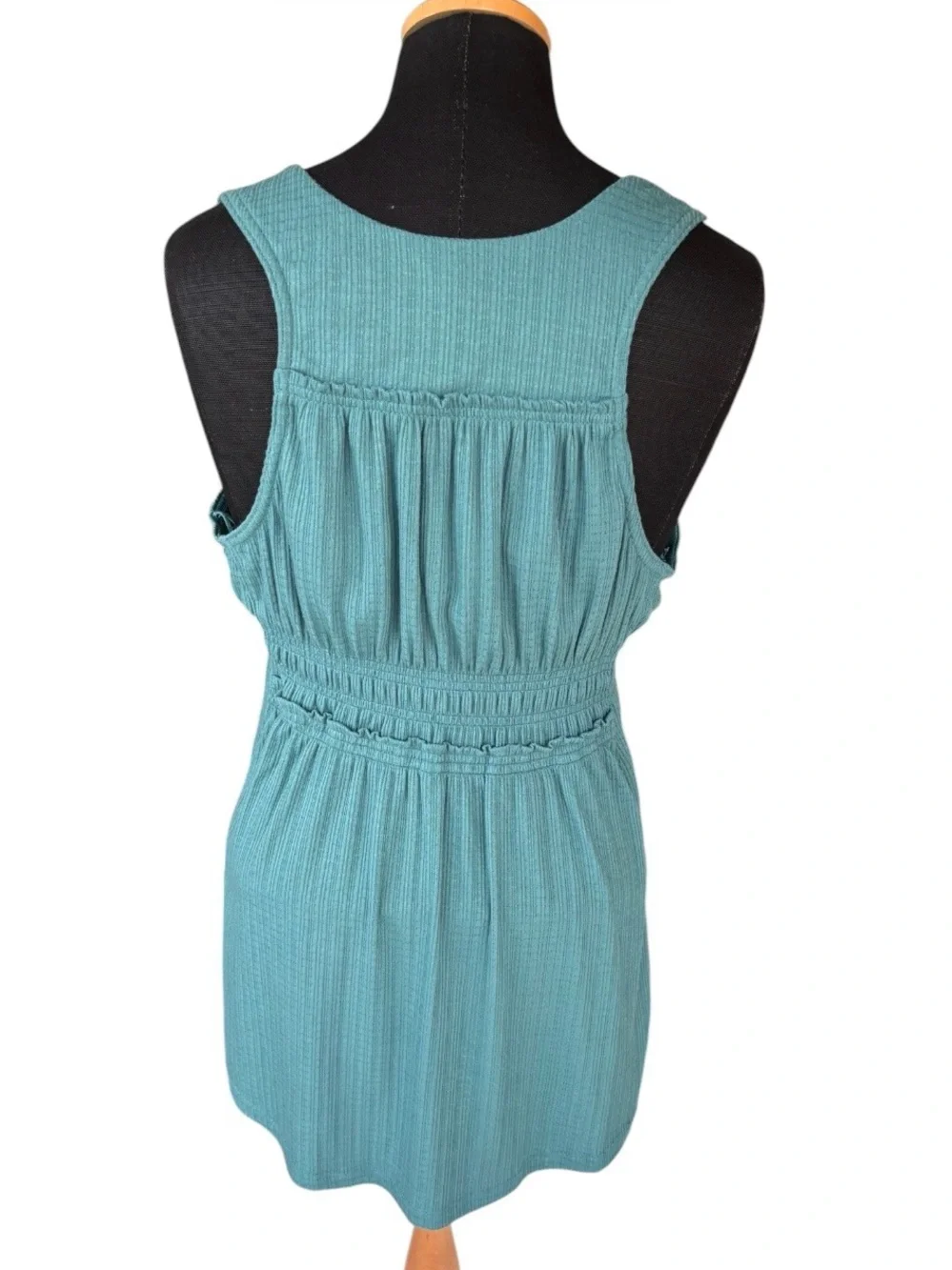 Free People Beach Bound Plunging Deep V-Neck Tank Top Teal Babydoll Size M